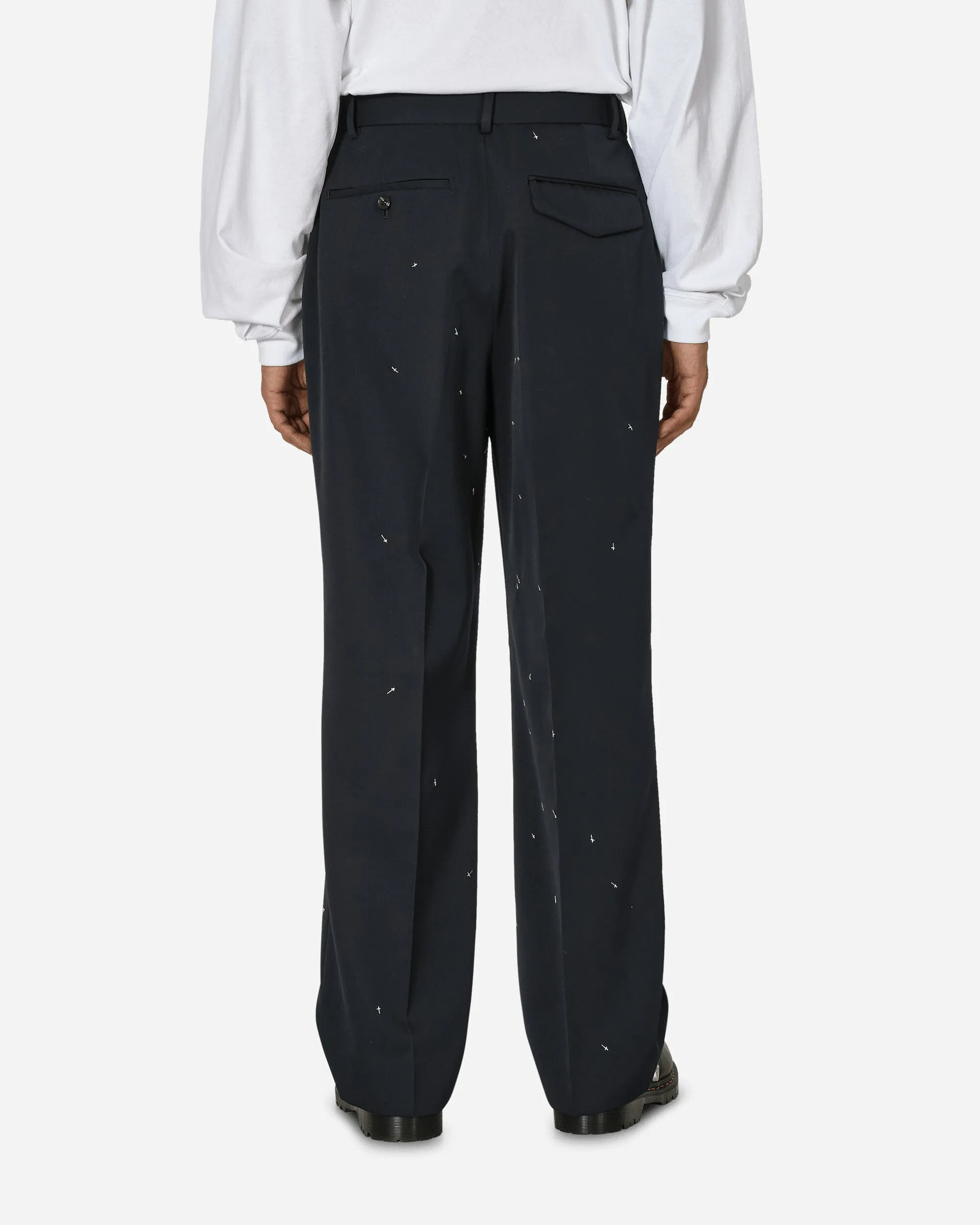 Pleated Pants Dark Navy Soft Temple Width Narrow Size