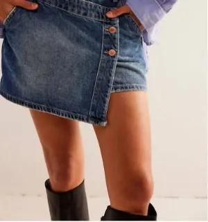 Jupe en denim Wynne en bleu barbeau
