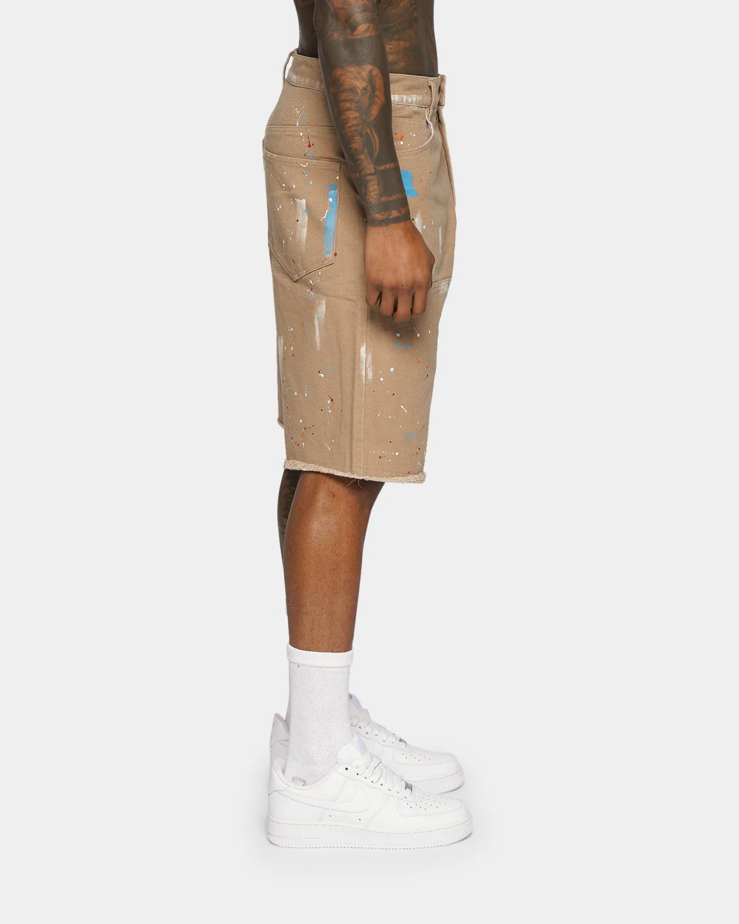 XXIII Cent Shorts à Effet Éclaboussure Beige