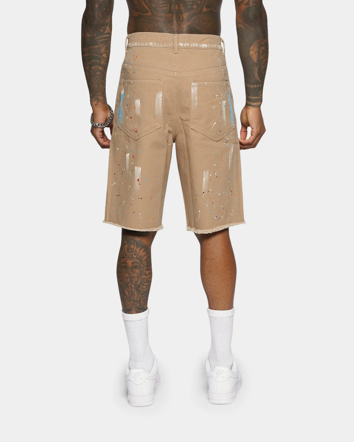 XXIII Cent Shorts à Effet Éclaboussure Beige