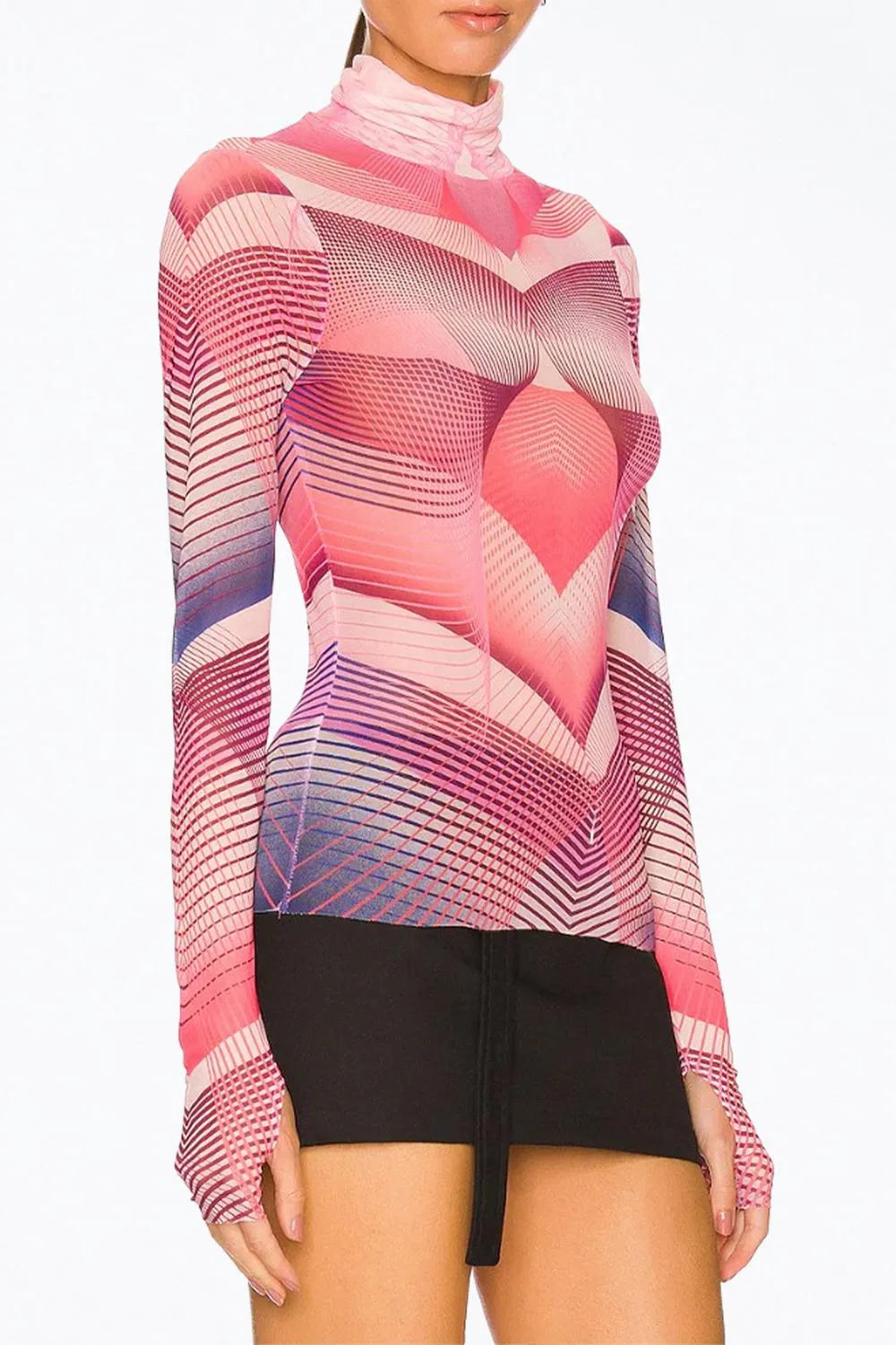 Zadie Pull Col Roulé En Maille Power À Motif Géométrique Moderne