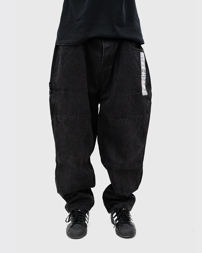 Butter Goods Santosuosso Double Knee Denim Jeans - Washed Black Neck Tie Anti-Parallel Universe