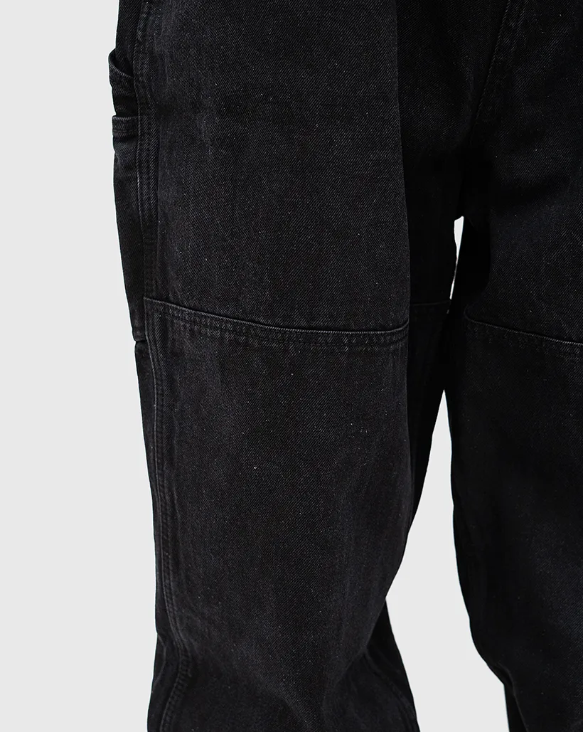 Butter Goods Santosuosso Double Knee Denim Jeans - Washed Black High-Performance Long Sleeve and Warm
