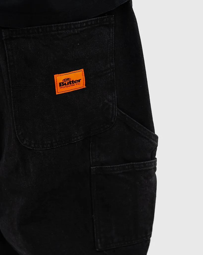 Anti - Impact Feature Regular Width Butter Goods Santosuosso Double Knee Denim Jeans - Washed Black